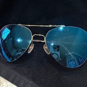 Gucci Gold Frame Sunglasses with Blue Lenses